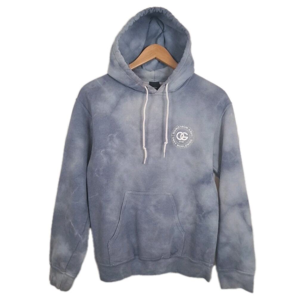 OBEY Propaganda OG Hoodie Womens Small S Blue Tie Dye Pullover Sweatshirt Skater
